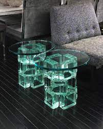 Crossed metal hairpin legs lend a spacious, mod feel to this coffee table. Imperial Imagineering Chic Occasional Table With Solid Glass Blocks 1981 Sold Lobel Modern Nyc
