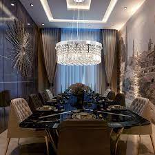 Crystal chandelier offer a fantastic look to your dining room interior. Modern Round Drum Crystal Chandelier Crystal Chandelier Dining Room Chandelier In Living Room Dining Room Pendant