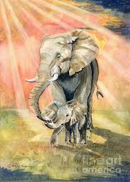 Mom And Baby Elephant By Melly Terpening Elephant Painting Mom And Baby Elephant Baby Elephants Art