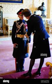 Lieutenant General Dame Sharon Nesmith is made a Dame Commander of the  Order of the Bath by the Princess Royal at Windsor Castle, Berkshire.  Picture date: Tuesday April 23, 2024 Stock Photo