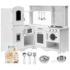mamabrum cuisine enfants en bois xxxl angle disposition l grand frigo plaque lave linge micro ondes accessoires ce blanche cdiscount jeux jouets