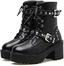 Our popular boots are carefully designed to provide women with classic and modern styles and colours, including white, tan, brown and black lace up boots. Amazon Com Lace Up Platform Boots Women Buckle Strap High Heel Martin Boots Women Black Goth Boots Ankle Bootie