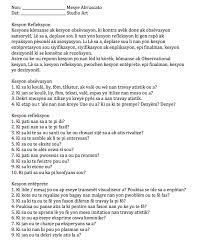 Haitian Creole Translation Of The Self Assessment Questions Page 1 Self Assessment Art Studios Self