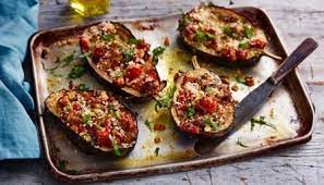 Stuffed Aubergines Recipe Recipe Aubergine Recipe Recipes Vegetarian Christmas Recipes