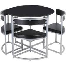 New 7 piece dining room rectangular marble top table & fabric chairs set ica6. Home Milan Space Saver Table 4 Chairs Black Space Saver Table Dining Table Chairs Dinning Room Tables