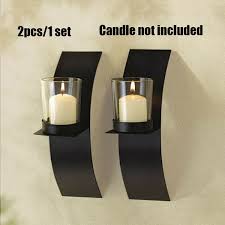 Shelving solution wall sconce candle holder metal wall decorations for living of. 2 Pcs Black Metal Candle Holders Wall Candle Holders Wall Hanging Art Home Decor Wish