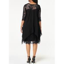Free delivery and returns on ebay plus items for plus members. Chiffon Overlay Three Quarter Sleeve Black Lace Dress