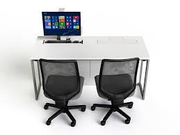 Downton grey painted large twin pedestal desk. Zioxi P1 Desks Computer Desks With Electric Hideaway Monitors
