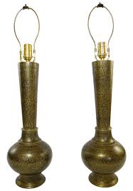 Vintage Indian Hand Painted Brass Lamps A Pair Paint Brass Brass Lamp Lamp
