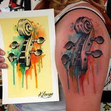 Old but gold tattoo, mainz (mainz, germany). Fyeahtattoos Com Kc Lange Old Gold Tattoo Bellingham Wa Cello Tattoo Gold Tattoo Music Tattoos