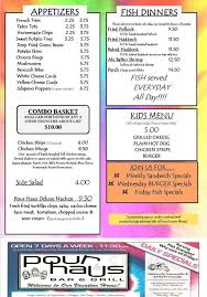 Pour haus is a patio bar located in the heart of downtown new braunfels, tx. Pour Haus Menu In Lakewood Wisconsin Usa