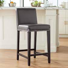 Linden counter stool upholstered contemporary, industrial, traditional leather bar stools. Brooke 25 1 2 Gray Bonded Leather Counter Stool 7w908 Lamps Plus
