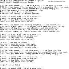 Truly Madly Deeply Song Love Lyrics For Truly Madly Deeply Savage Garden With Pfd For Printing Love Songs Lyrics Savage Garden Great Song Lyrics