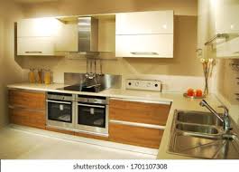 walnut kitchen cabinets images, stock