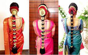 It is a classic bridal hairstyle for the wedding ceremony. South Indian Bridal Hairstyle With Flowers For Wedding Glamour