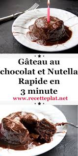 Gateau Au Chocolat Et Nutella Rapide En 3 Minute En 2020 Nutella Gateau Chocolat Nutella Recette