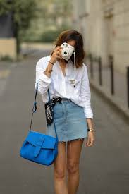 Jupe En Jean Et Chemise En Lin Denim Skirt Stylish Summer Outfits Long Denim Skirt Outfit