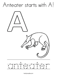 Free printable simple anteater coloring page in vector format, easy to print from any device and automatically fit any paper size. Anteater Starts With A Coloring Page Twisty Noodle