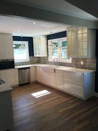 Navy Blue Kitchen Grey Stacked Tile Ikea Bodbyn Off White Cabinets White Farm Sink Ikea Ocean Foam Gr Rustic Kitchen Design Off White Cabinets Kitchen Flooring