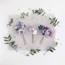 Flower Hair Pins Set Of Flower Hair Pins Lavender Flower Etsy Flower Hair Pin Wedding Hair Clips Flowers In Hair