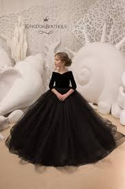 Black Velvet Flower Girl Dress Birthday Wedding Party Etsy Black Flower Girl Dress Flower Girl Dresses Kids Gown