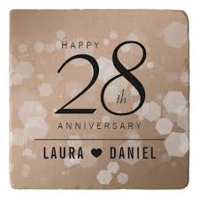 Elegant 28th Linen Wedding Anniversary Celebration Trivet Confetti Wedding Marriage Par Wedding Anniversary Celebration Wedding Confetti Anniversary Gift Diy