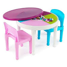 Find Product Information Ratings And Reviews For Round Plastic Construction Table With 2 Chairs Cover Bright Colors Tot Tutor Cuarto Nina Juguetes Ninos