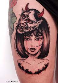 It can signify that the wearer has spent time in prison. Luna On Twitter Tattooed A Devilish Girl Crying Tears Of Blood