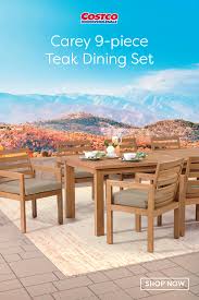 Carey 9 Piece Teak Dining Set Outdoor Living Patio Outdoor Furniture Sets Teak