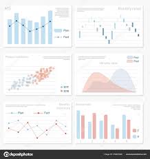 vector set different charts financial infographics white