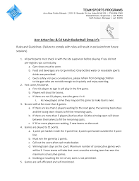 Adult Basketball Drop-In's Rules