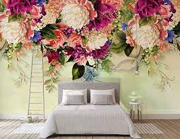 Amazon Com Murwall Floral Wallpaper Vintage Pink Flower Wall Mural Peony Blossom Wall Print Nordic Home Decor Caf Wall Murals Floral Wallpaper Mural Wallpaper