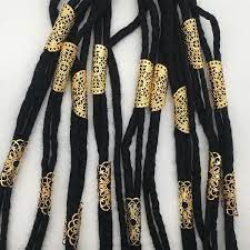20pcs Round Adjustable Gold Hollow Metal Hair Tube Beads Rings Cuffs Hair Accessories Dreadlocks Cuff Clip Hair Jewelry For Braids Wish Hair Jewelry For Braids Metallic Hair Dreadlock Jewelry