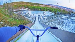 Bmx Full Speed On A Ski Jump On Snow Youtube