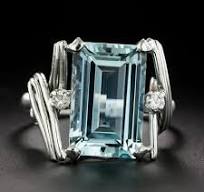 Mid-Century 5.28 Carat Aquamarine and Diamond Ring