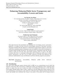 The main involved with special focus on the arab world. Pdf Enhancing Malaysian Public Sector Transparency And Accountability Lessons And Issues Zakiah Saleh Nur Barizah Abu Bakar And Muslim Har Sani Mohamad Academia Edu