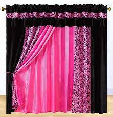 Pink And Brown Curtains Safarina Drapes Pink Black Zebra Animal Valance Pink Curtains Sets Pink Curtains Black Shower Curtains Black Curtains