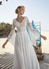 Weitere ideen zu hochzeitskleid, hippie hochzeitskleid, hochzeit. Boho Hippie Brautkleid Trompetenarmel Lange Armel Spitze Brautmode Hochzeitskleid Braut