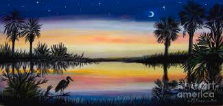 Enjoy a cocktail at the ram's head bar while enjoying the famous mystic falls laser light show. Palmetto Tree And Moon Low Country Sunset Painting By Patricia L Davidson