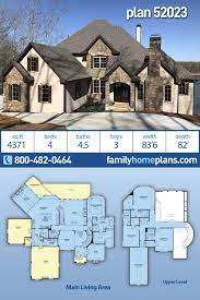 European Style House Plan 52023 With 4 Bed 5 Bath 3 Car Garage House Plans Sims House Plans House Plans Farmhouse