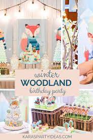 Winter Woodland Birthday Party Kara S Party Ideas Winter Woodland Birthday Party Winter Woodland Birthday Woodland Birthday Party
