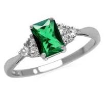 Nano Green Emerald Octagon 7x5 mm 925 Sterling Silver Engagement Ring