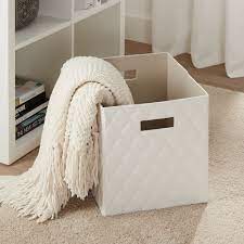 Storage cube box foldable faux leather organizer with handles for home office, closet , makeup organizer , key porch , felt bin brooklynmarketshop $ 12.00. Better Homes Gardens Faux Leather Storage Bins Set Of 2 White Walmart Com Storage Bins Cube Storage Cube Storage Bins