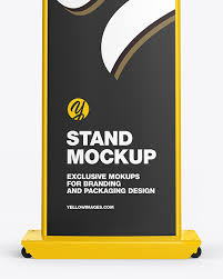 Plastic Stand Mockup In Indoor Advertising Mockups On Yellow Images Object Mockups