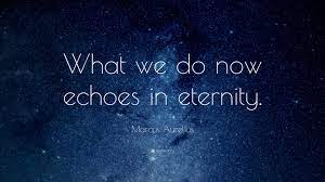 What we do now echoes in eternity. Marcus Aurelius Quote What We Do Now Echoes In Eternity