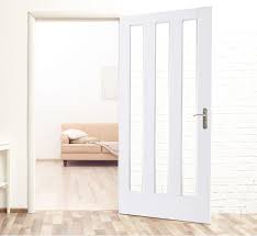 Wickes lisburn plywood flushed 1 panel intenal door. White Primed Aston Clear Glass Internal Door Green Tree Doors