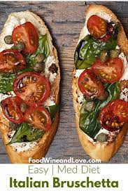 The Best Easy Italian Bruschetta Mediterranean Diet Vegan And Vegetarian Recipe Italian Recipes Easy Italian Recipes Italian Bruschetta