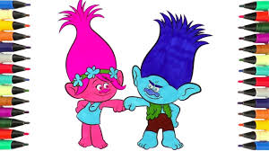 Trolls movie from dreamworks and from the creators of shrek, watch the trailer or the full movie to appreciate this lovely poppy trolls. Trolls Coloring Pages Poppy And Branch Coloring With Markers Kidzmagic Coloring Book For Kids