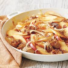 I used to think that paella was a highly complicated dish Sausage Apple And Sauerkraut Skillet Supper Recipe Myrecipes