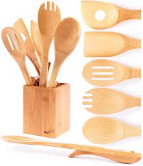 Organic bamboo cooking utensils australia. Organic Bamboo Cooking Utensils Set Unique Elevation Feature 6 Piece Set Wooden Spoons Spatula Kitchen Utensil Set High Heat Resistant Wood Serving Spoon Long Mixing Spoons Gift Idea Kitchen Tools